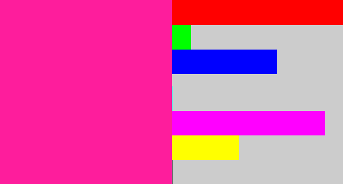 Hex color #fe1d9c - shocking pink