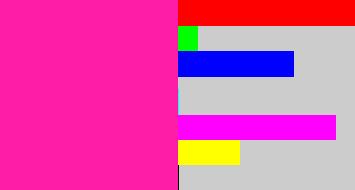 Hex color #fe1da6 - shocking pink