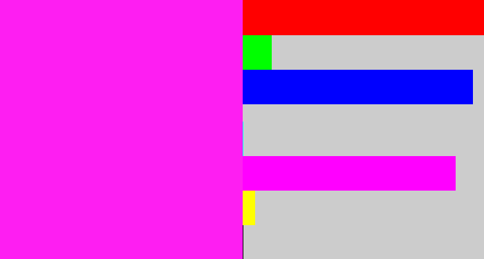 Hex color #fe1ef2 - pink/purple