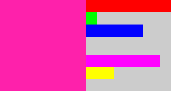 Hex color #fe21ab - shocking pink