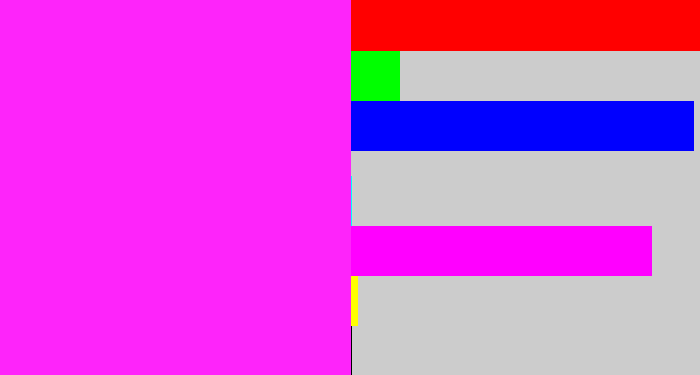 Hex color #fe24fa - pink/purple