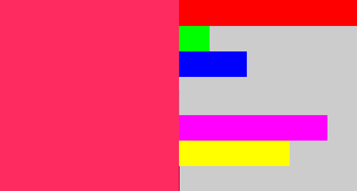 Hex color #fe2b61 - red pink