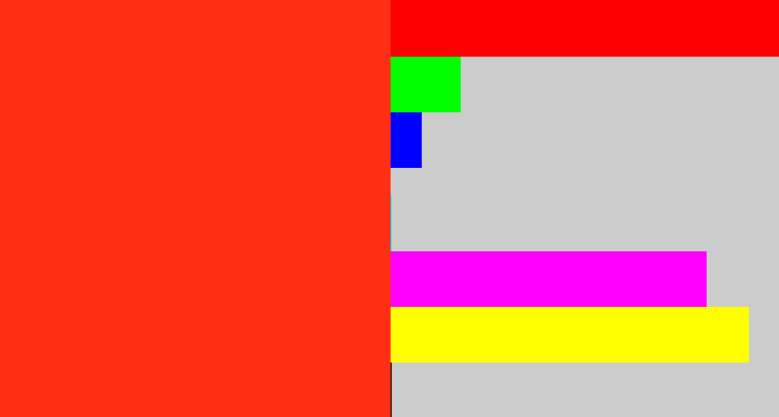 Hex color #fe2f14 - vermillion