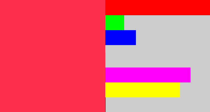 Hex color #fe2f4a - lightish red
