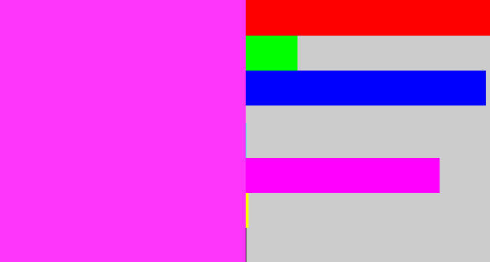 Hex color #fe36fb - pink/purple