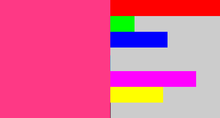 Hex color #fe3985 - warm pink