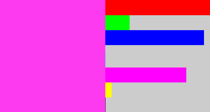 Hex color #fe3af0 - pink/purple