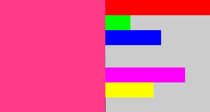 Hex color #fe3c88 - warm pink