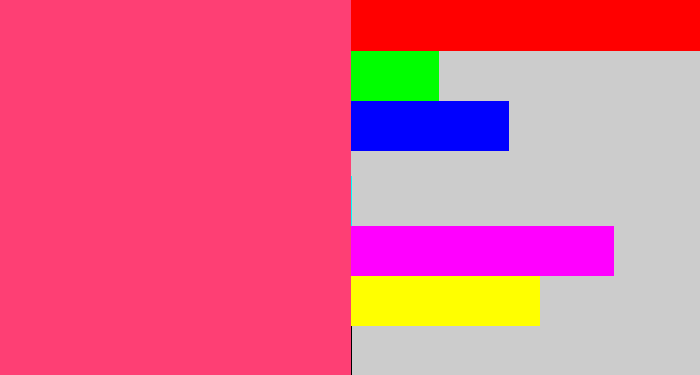 Hex color #fe3f74 - warm pink