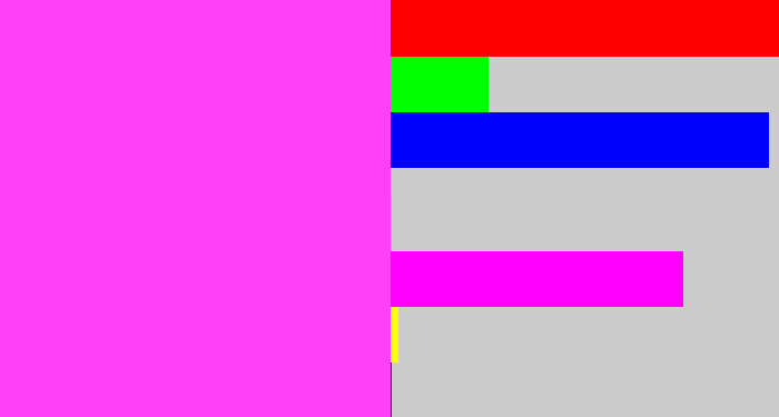 Hex color #fe40f8 - light magenta