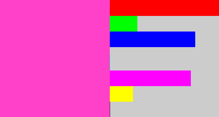 Hex color #fe41c8 - purpleish pink
