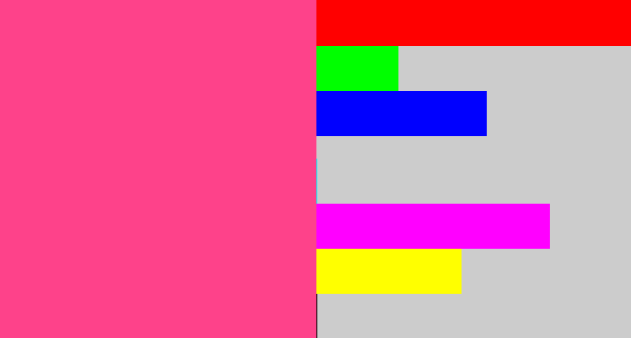 Hex color #fe428a - warm pink