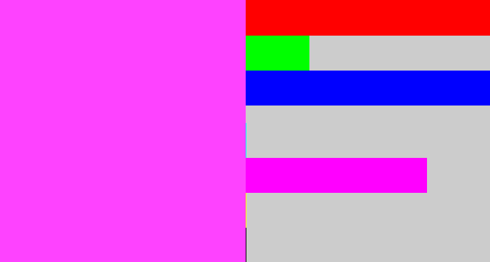 Hex color #fe42ff - violet pink