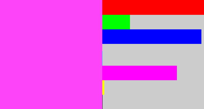 Hex color #fe44f8 - light magenta