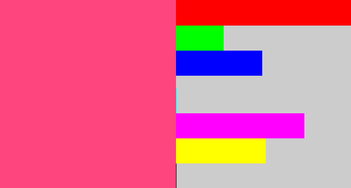 Hex color #fe457d - warm pink