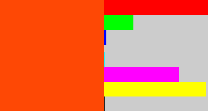 Hex color #fe4805 - blood orange