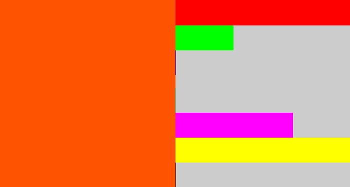 Hex color #fe5300 - bright orange