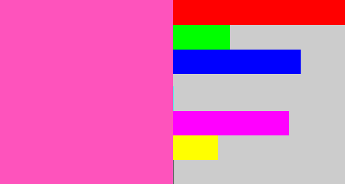Hex color #fe53bc - bubble gum pink