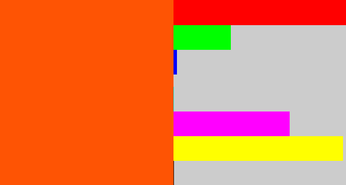 Hex color #fe5404 - bright orange