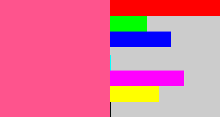 Hex color #fe548d - warm pink