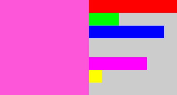 Hex color #fe56d8 - candy pink