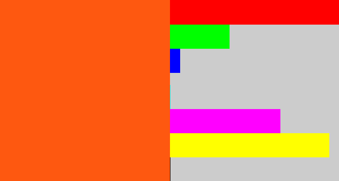 Hex color #fe5810 - bright orange
