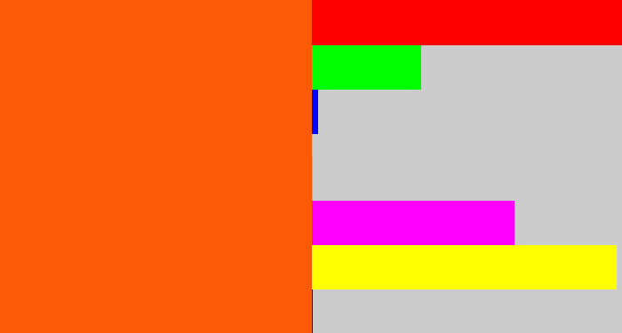 Hex color #fe5905 - bright orange