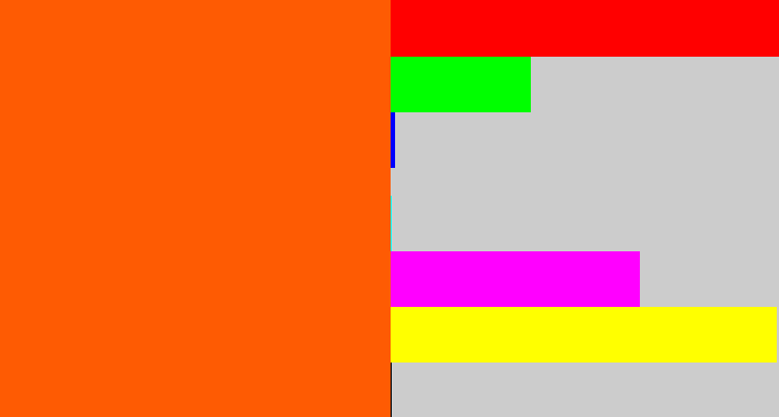 Hex color #fe5b03 - bright orange