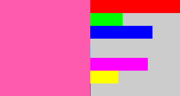Hex color #fe5baf - bubble gum pink