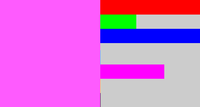 Hex color #fe5bfe - violet pink