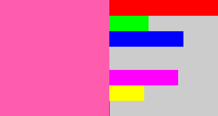 Hex color #fe5dad - bubble gum pink