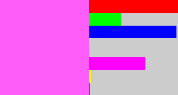 Hex color #fe5dfa - violet pink