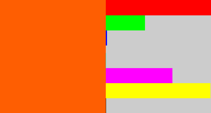 Hex color #fe5e02 - bright orange