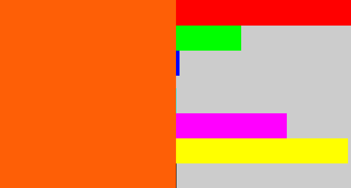 Hex color #fe5f06 - bright orange