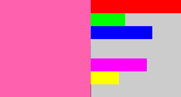 Hex color #fe61ae - bubble gum pink