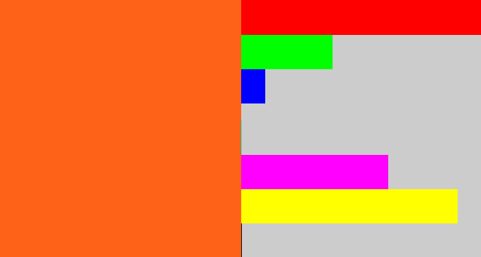Hex color #fe6219 - bright orange