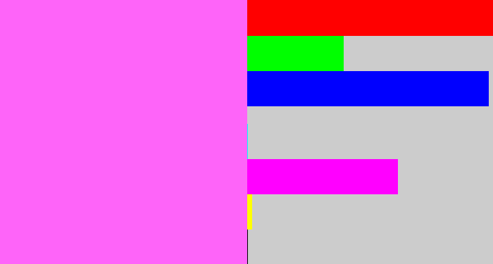 Hex color #fe64f9 - violet pink