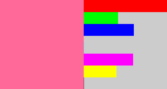 Hex color #fe699a - medium pink