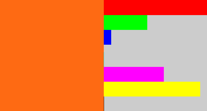 Hex color #fe6a13 - orange