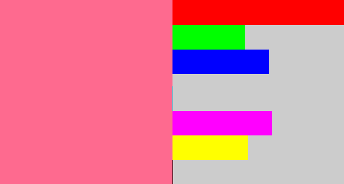 Hex color #fe6a8f - rosy pink