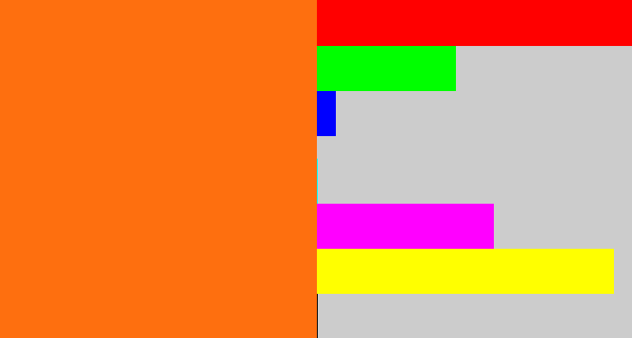 Hex color #fe6f0f - orange
