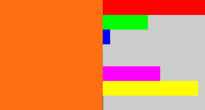 Hex color #fe6f13 - orange
