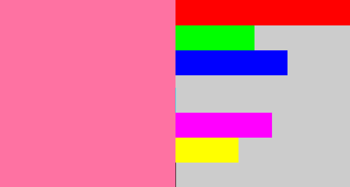 Hex color #fe72a2 - carnation pink