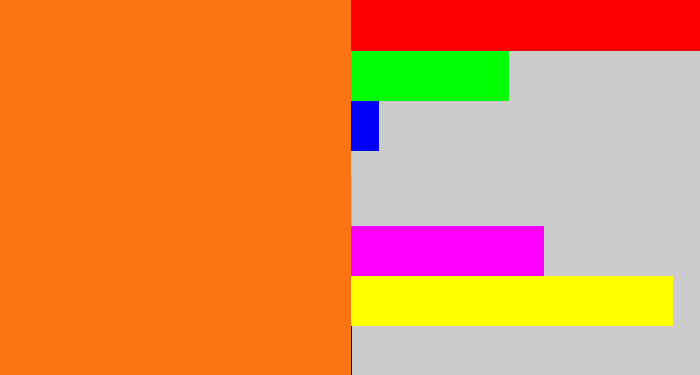 Hex color #fe7314 - orange
