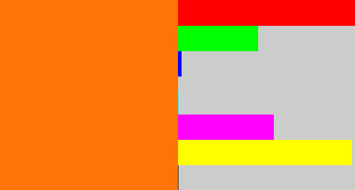 Hex color #fe7405 - orange