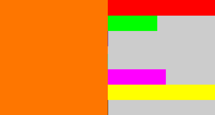 Hex color #fe7600 - orange