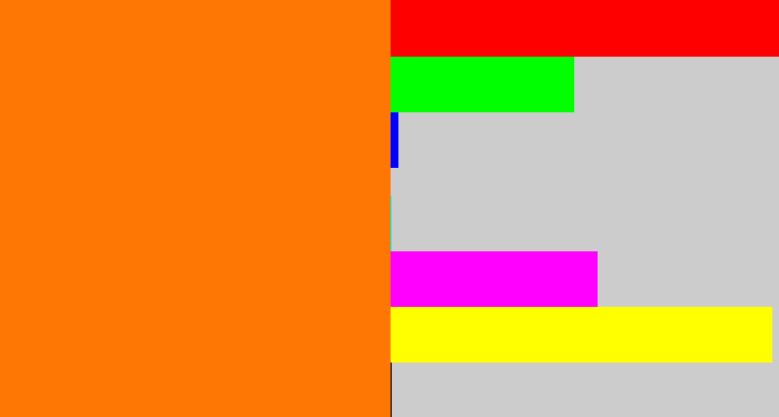 Hex color #fe7704 - orange
