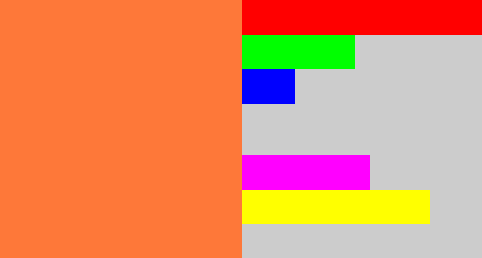 Hex color #fe7839 - dusty orange