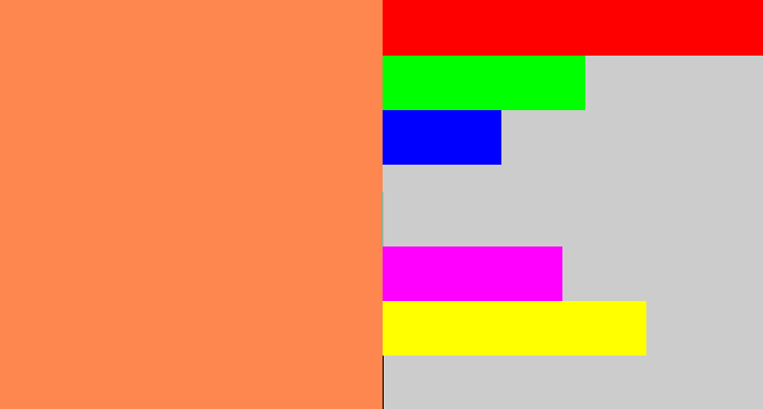Hex color #fe864f - orangish