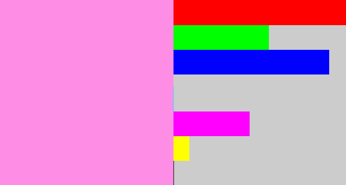 Hex color #fe8de6 - purply pink